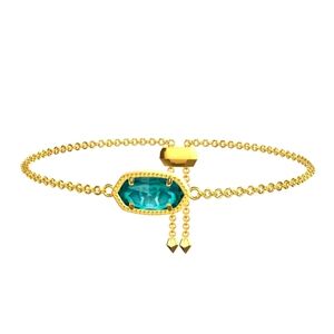 KENDRA SCOTT Elaina Gold Adjustable Chain Bracelet in London Blue Glass